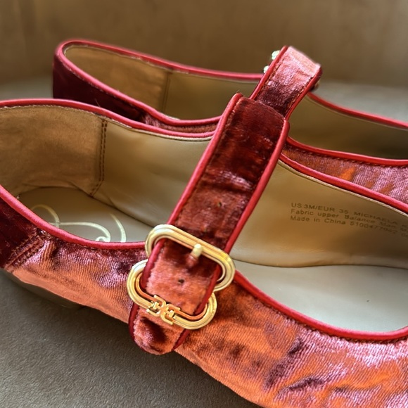 Girls Sam Edelman Velvet flats in Maroon, size 3 - Picture 6 of 13